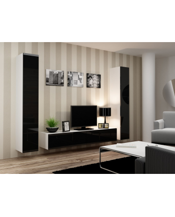 cama meble Zestaw VIGO 4 biały/czarny połysk