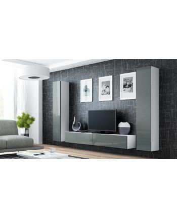 cama meble Zestaw VIGO 4 biały/szary połysk