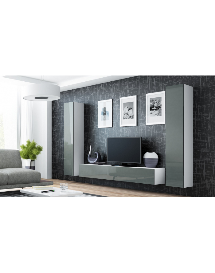 cama meble Zestaw VIGO 4 biały/szary połysk główny