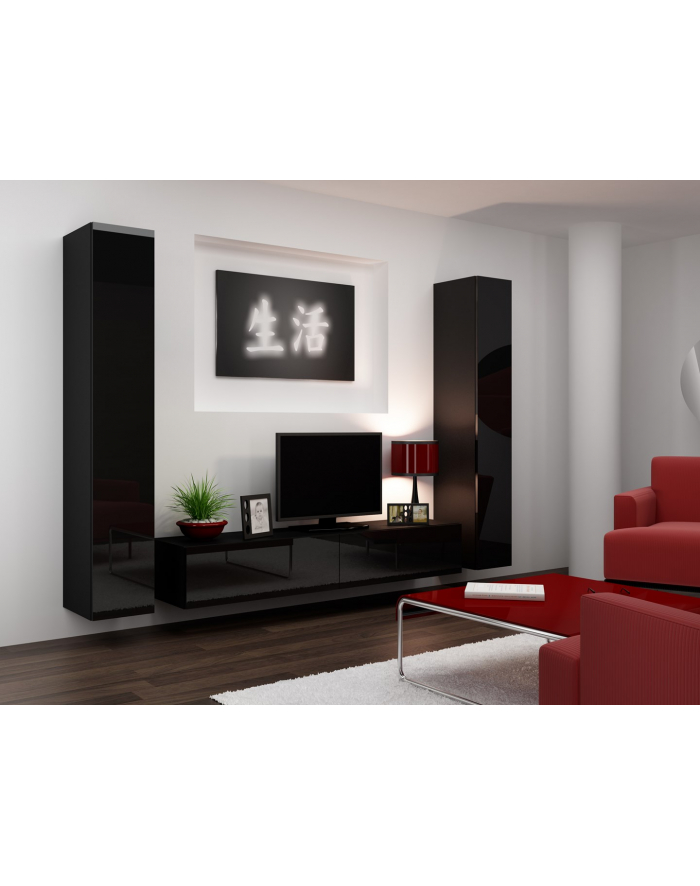 cama meble Zestaw VIGO 4 czarny/czarny połysk główny