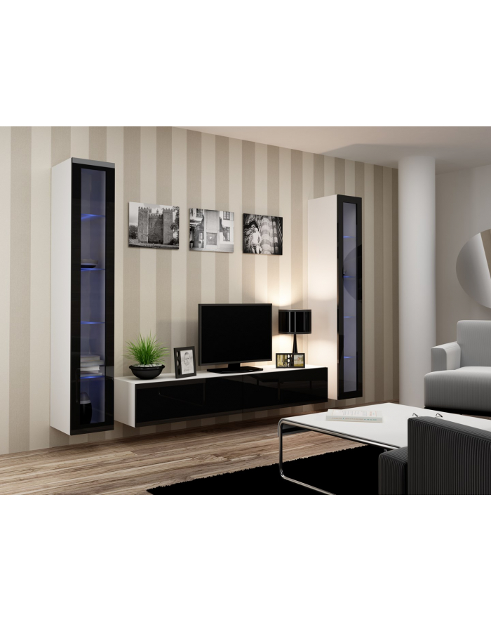 cama meble Zestaw VIGO 5 biały/czarny połysk główny