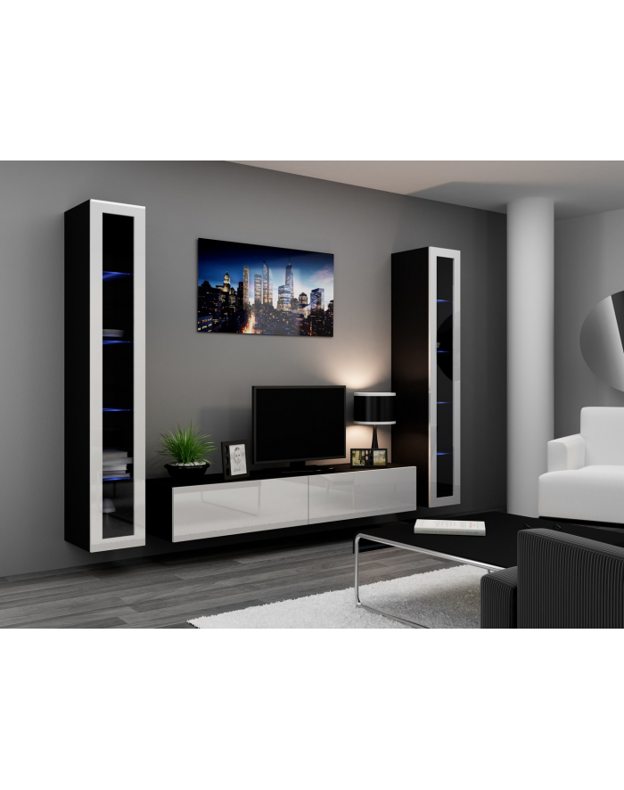 cama meble Zestaw VIGO 5 czarny/biały połysk główny