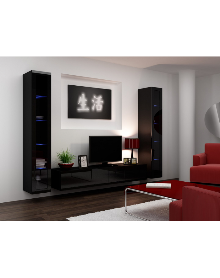 cama meble Zestaw VIGO 5 czarny/czarny połysk główny