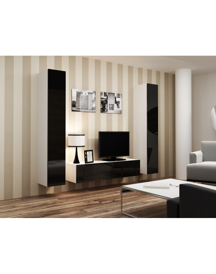 cama meble Zestaw VIGO 9 biały/czarny połysk główny