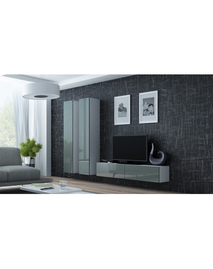 cama meble Zestaw VIGO 9 biały/szary połysk główny