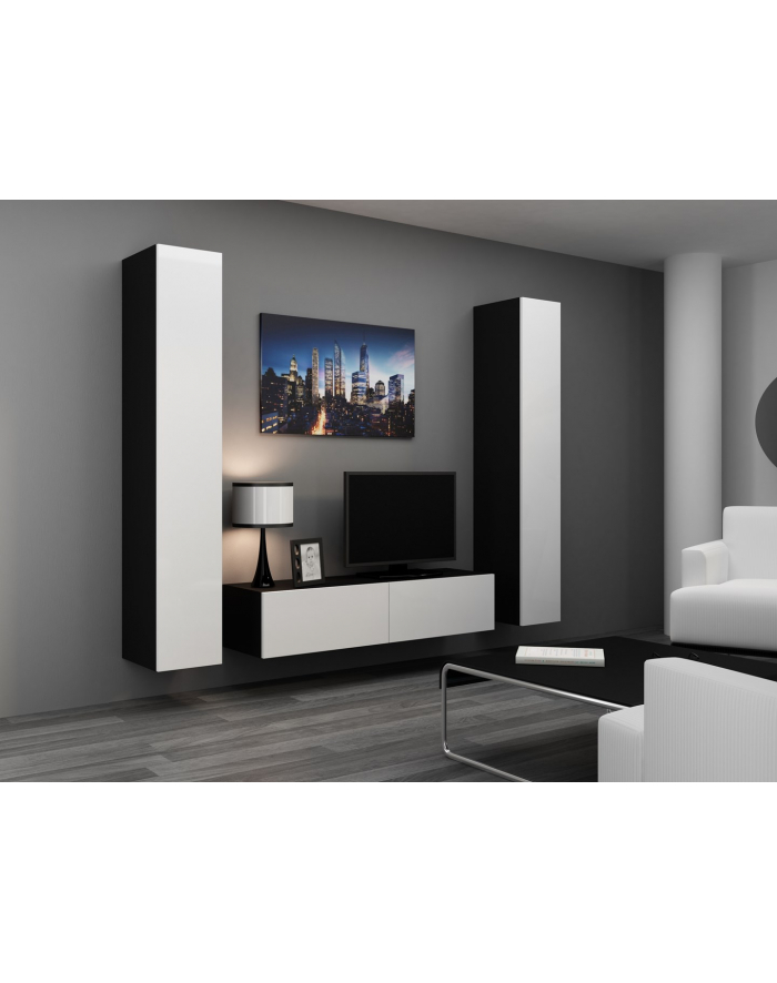 cama meble Zestaw VIGO 9 czarny/biały połysk główny