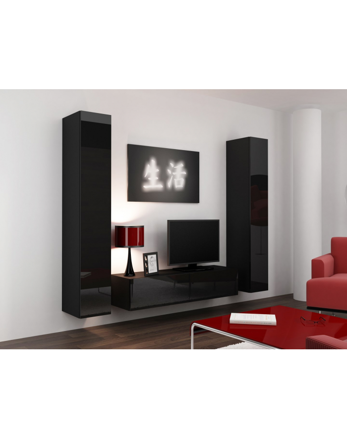 cama meble Zestaw VIGO 9 czarny/czarny połysk główny