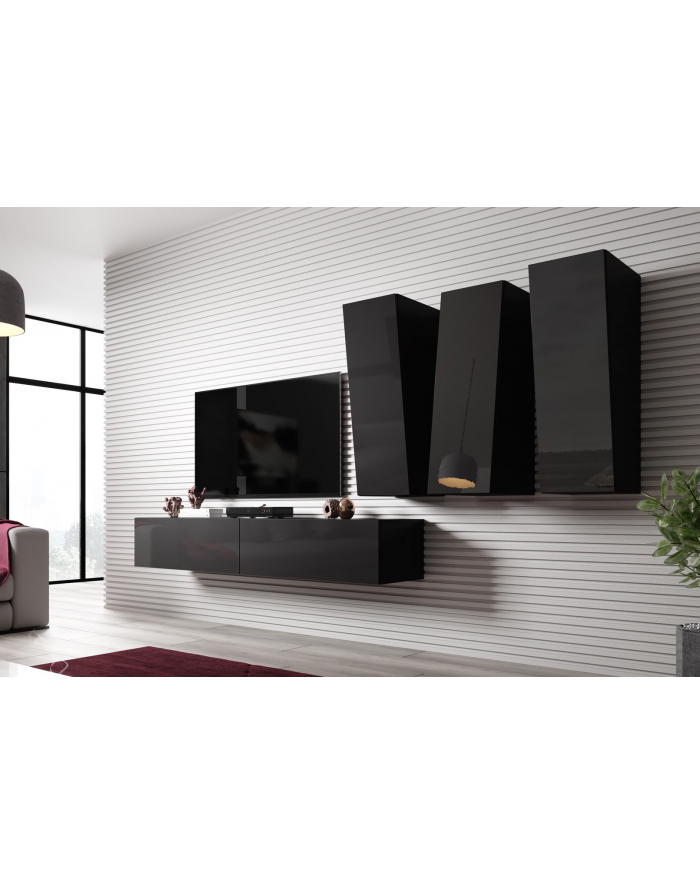 cama meble Zestaw VIGO SLANT 1 czarny/czarny połysk główny