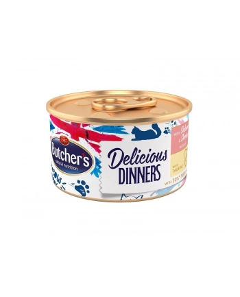 BUTCHER'S Classic Delicious Dinners z łososiem i krewetkami - puszka 85g
