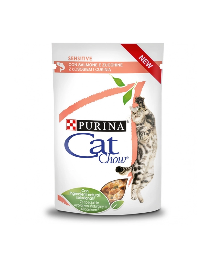 purina nestle CAT CHOW SENSITIVE GiG Łosoś Cukinia w sosie 85g główny