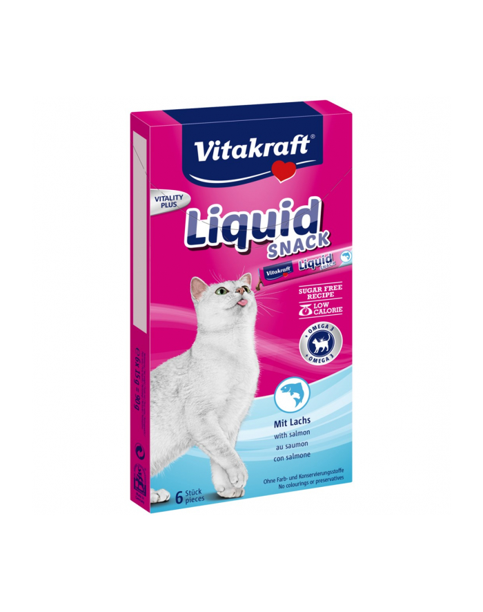 VITAKRAFT Cat Liquid Snack - przysmak dla kota w płynie: łosoś  Omega 3 6 szt główny