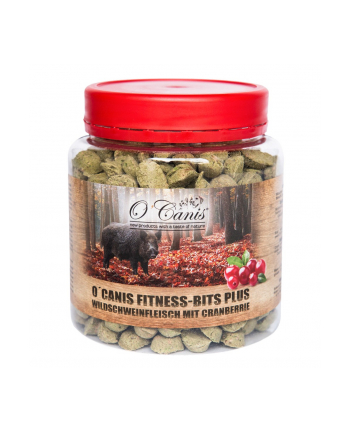 O'CANIS Fitnes Bits plus 300g  słoik PET Przysmak trenerski: dzik z żurawiną