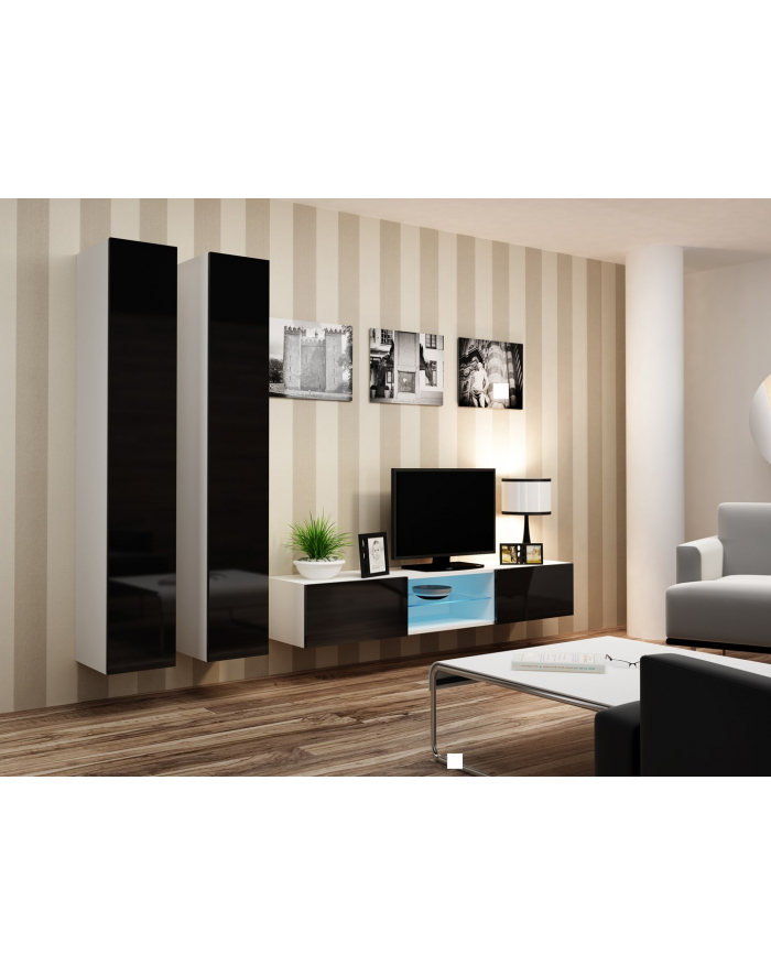 cama meble Zestaw VIGO 19 biały/czarny połysk główny