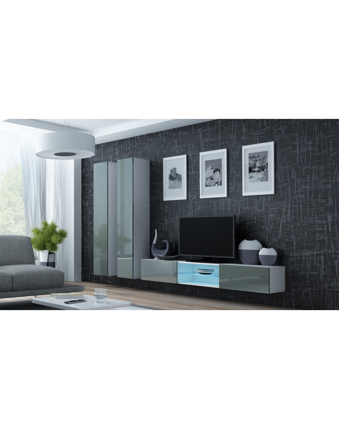 cama meble Zestaw VIGO 19 biały/szary połysk główny