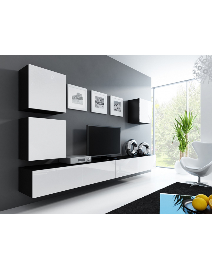 cama meble Zestaw VIGO 22 czarny/biały połysk główny