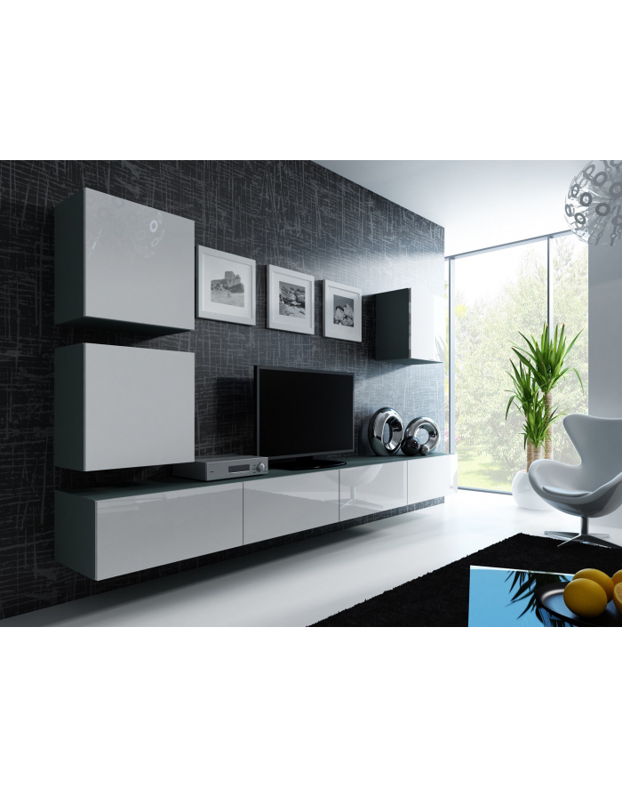 cama meble Zestaw VIGO 22 szary/biały połysk główny