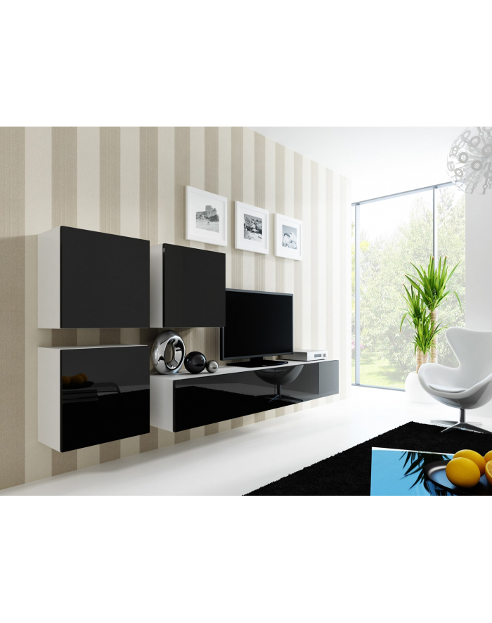 cama meble Zestaw VIGO 23 biały/czarny połysk główny