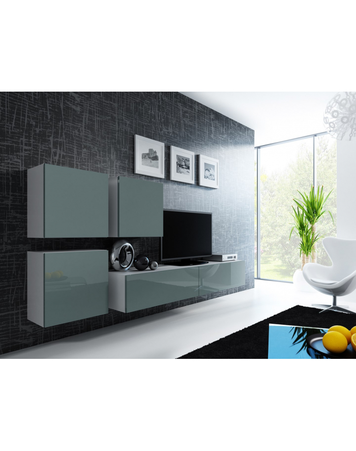 cama meble Zestaw VIGO 23 biały/szary połysk główny