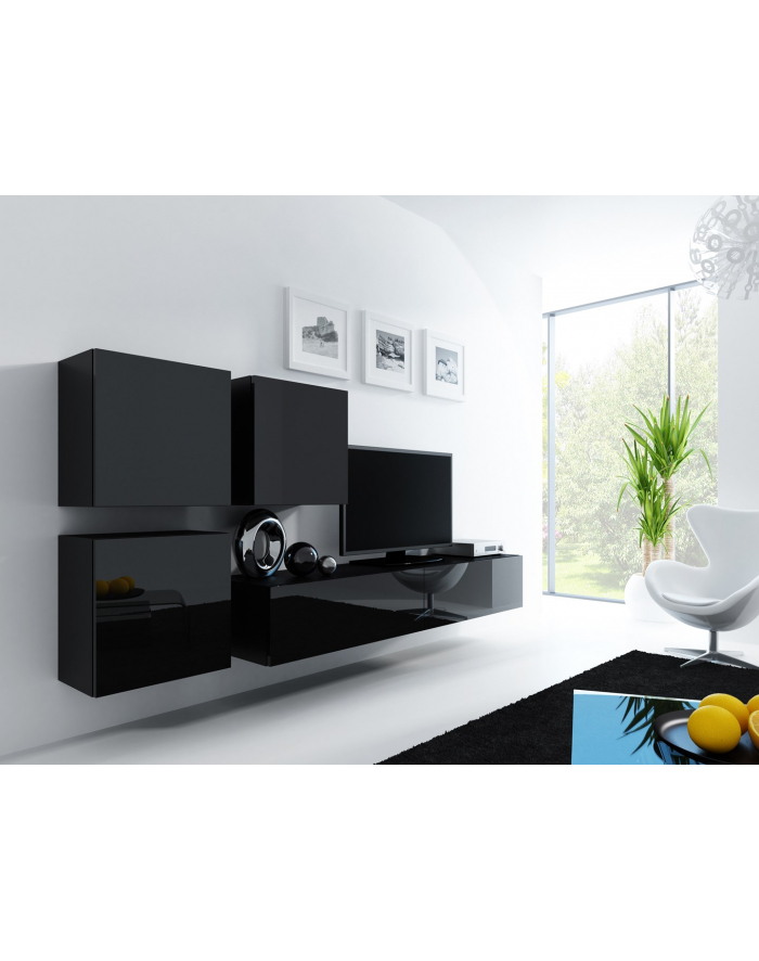 cama meble Zestaw VIGO 23 czarny/czarny połysk główny