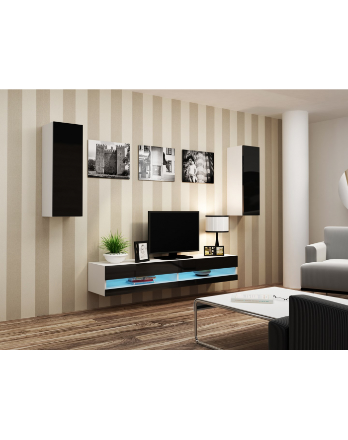 cama meble Zestaw VIGO NEW 10 biały/czarny połysk główny