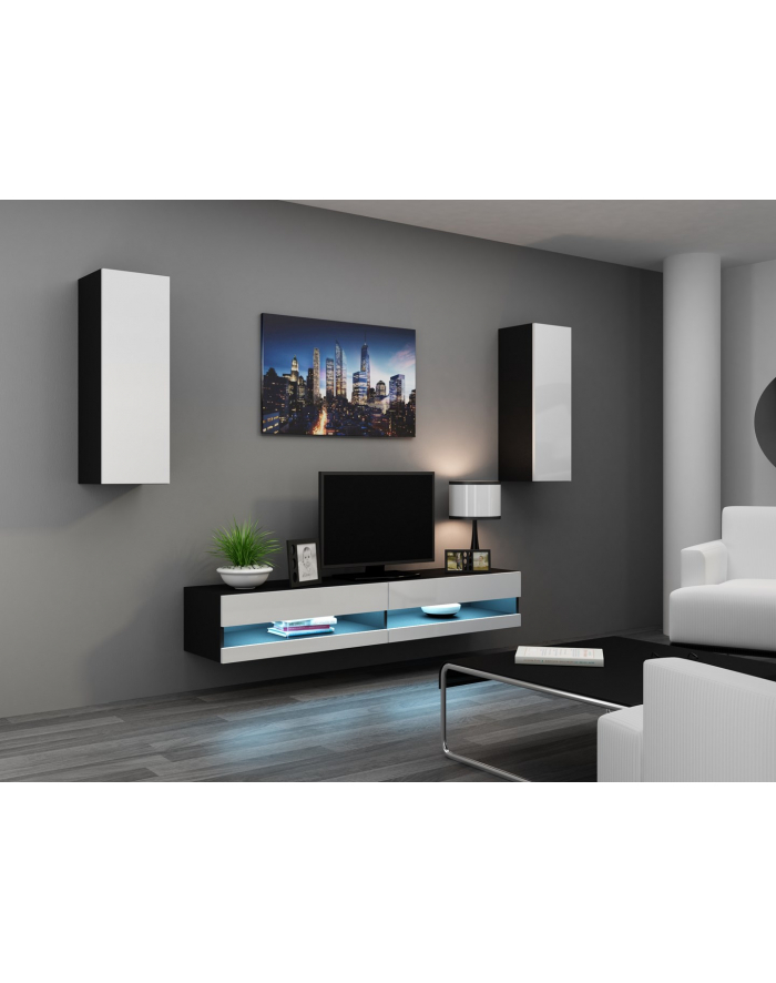 cama meble Zestaw VIGO NEW 10 czarny/biały połysk główny