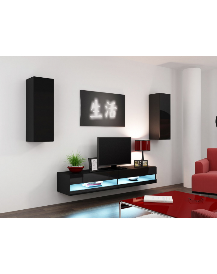 cama meble Zestaw VIGO NEW 10 czarny/czarny połysk główny