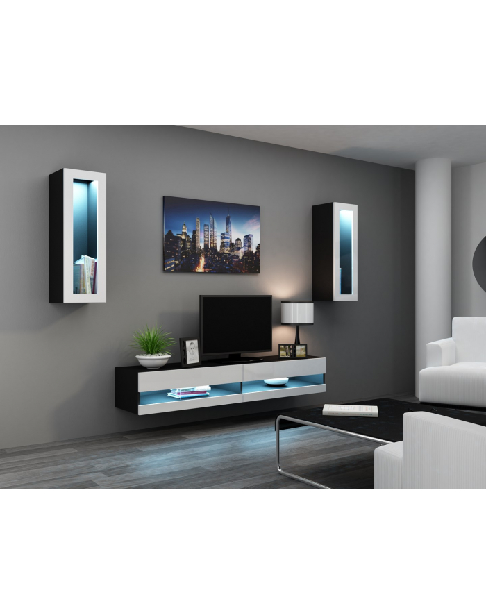 cama meble Zestaw VIGO NEW 11 czarny/biały połysk główny