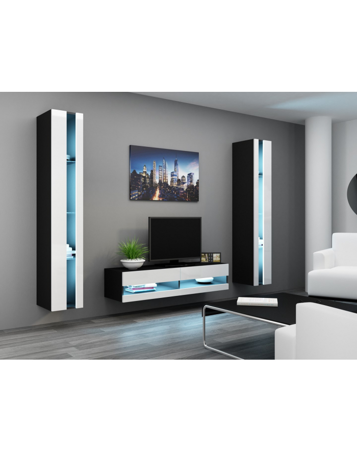 cama meble Zestaw VIGO NEW 12 czarny/biały połysk główny