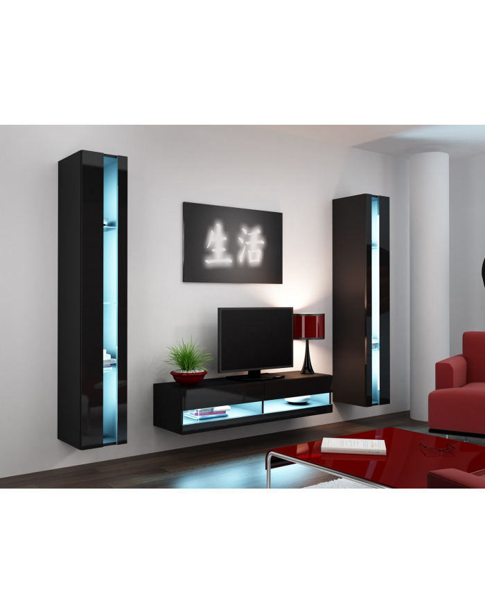 cama meble Zestaw VIGO NEW 12 czarny/czarny połysk główny