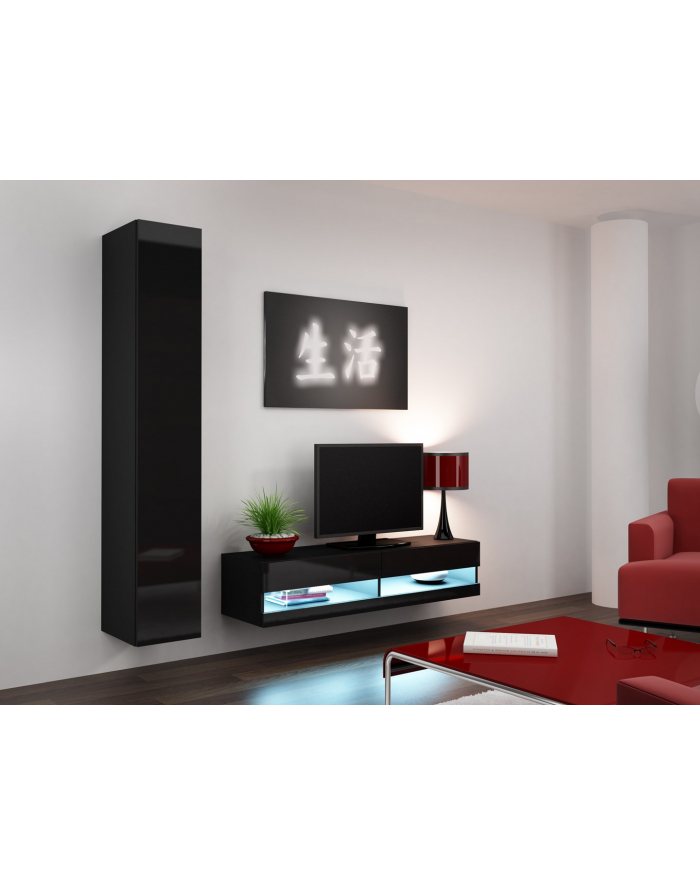 cama meble Zestaw VIGO NEW 13 czarny/czarny połysk główny