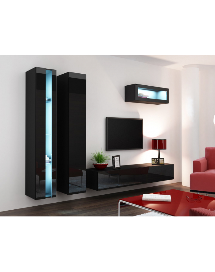 cama meble Zestaw VIGO NEW 2 czarny/czarny połysk główny