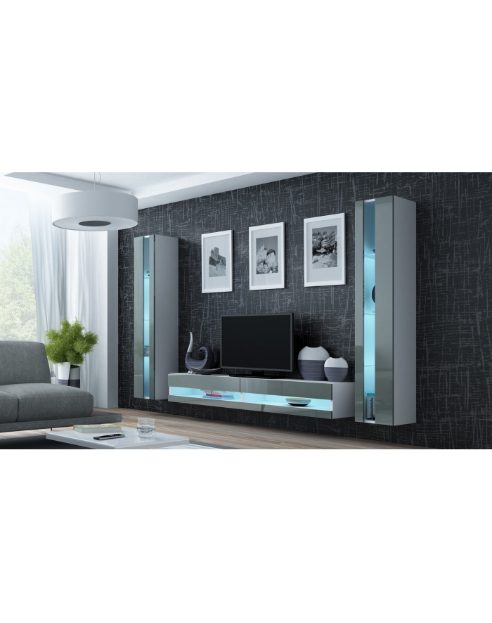 cama meble Zestaw VIGO NEW 3 biały/szary połysk główny