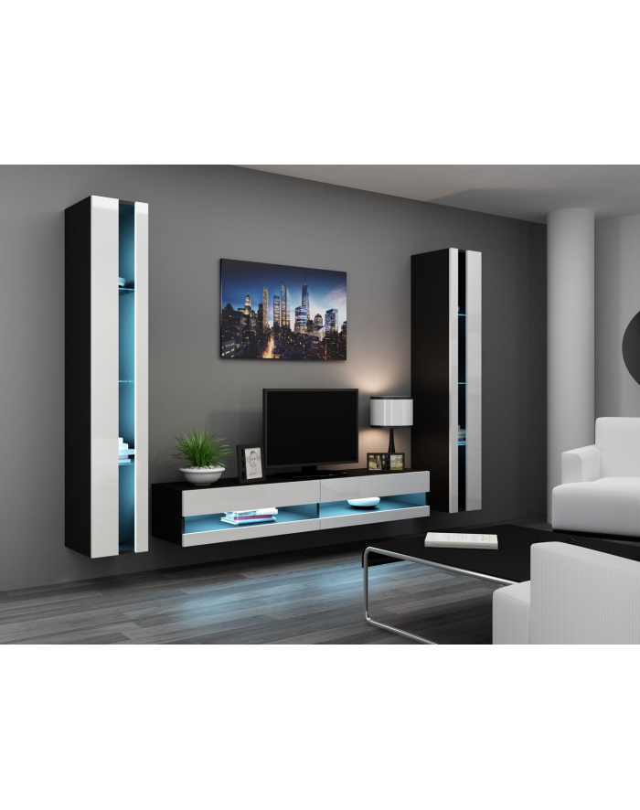 cama meble Zestaw VIGO NEW 3 czarny/biały połysk główny