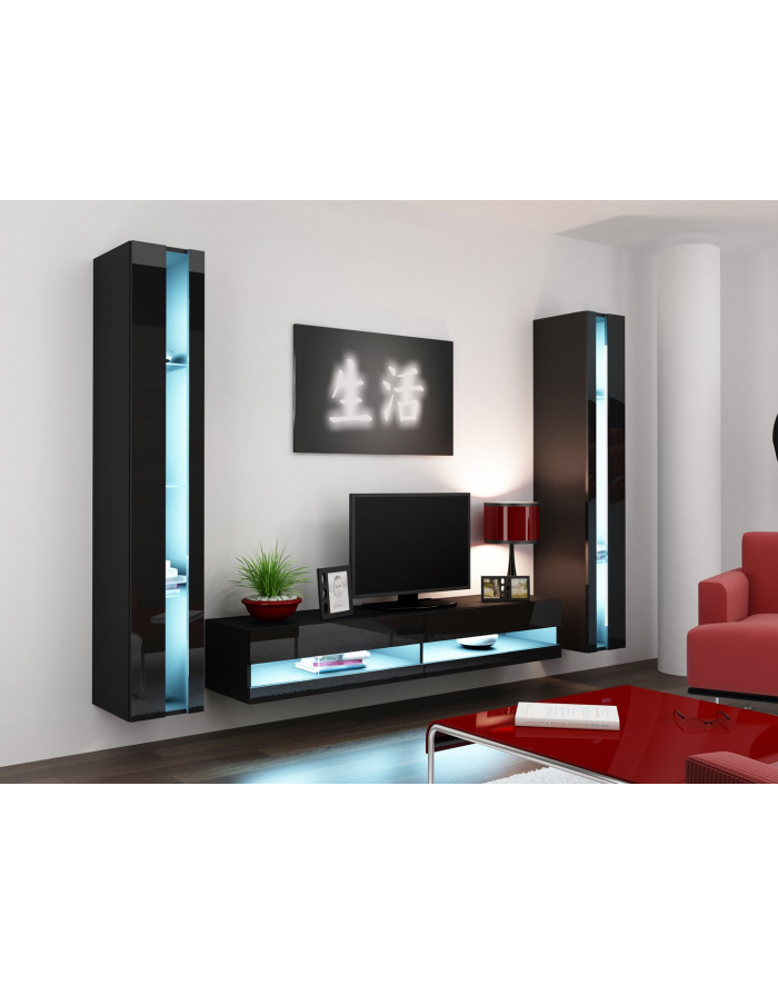 cama meble Zestaw VIGO NEW 3 czarny/czarny połysk główny