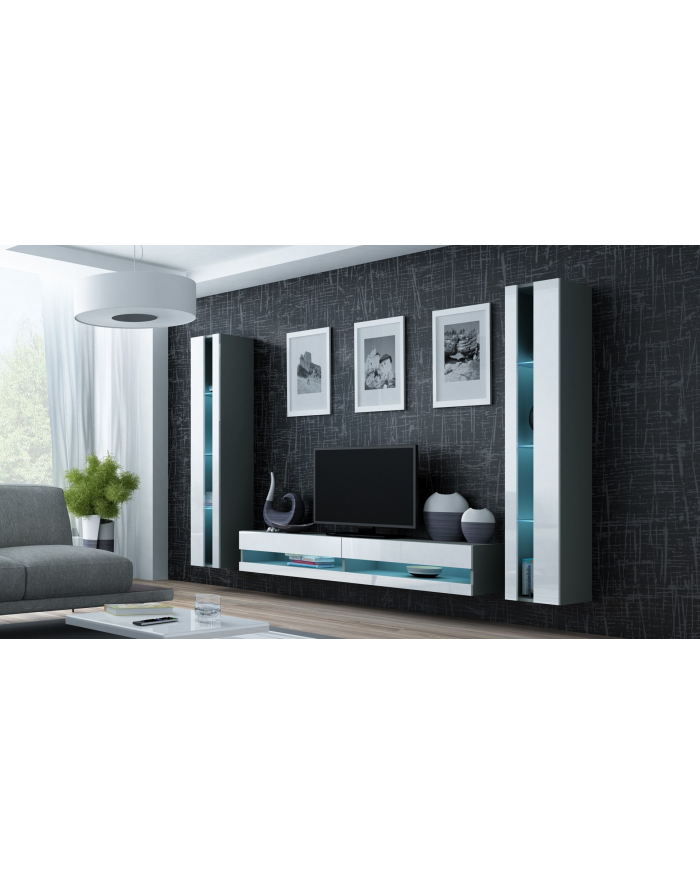 cama meble Zestaw VIGO NEW 3 szary/biały połysk główny