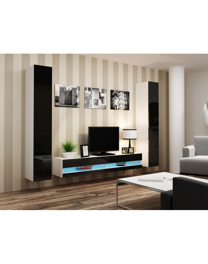 cama meble Zestaw VIGO NEW 4 biały/czarny połysk główny