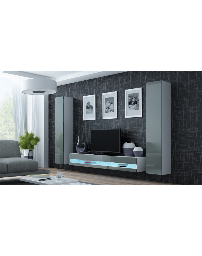 cama meble Zestaw VIGO NEW 4 biały/szary połysk główny