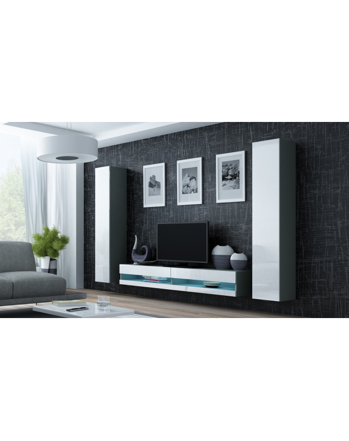 cama meble Zestaw VIGO NEW 4 szary/biały połysk główny