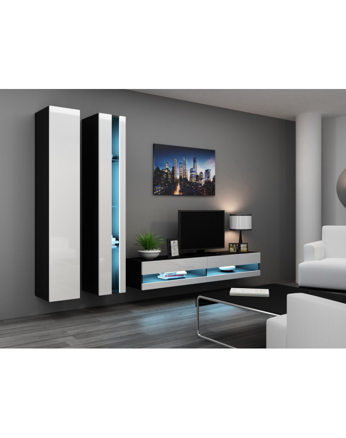 cama meble Zestaw VIGO NEW 5 czarny/biały połysk główny