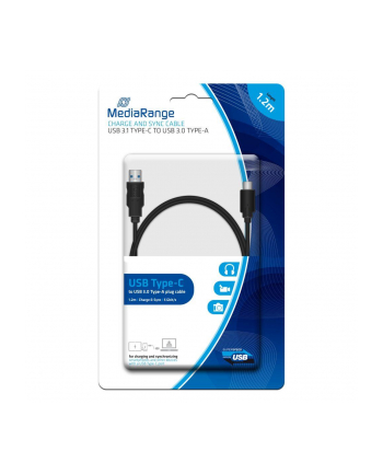 Kabel USB 3.0 MediaRange MRCS160 USB 3.0/USB 3.0 Type-C, 1.2m, czarny