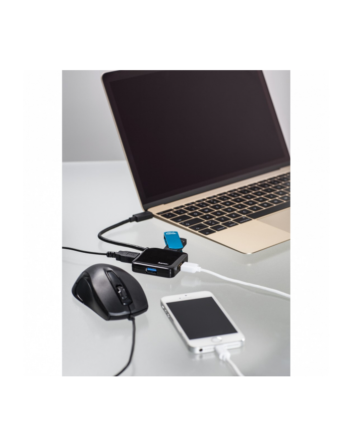 HUB USB 1:4 Hama USB 3.0 TYP C, czarny główny