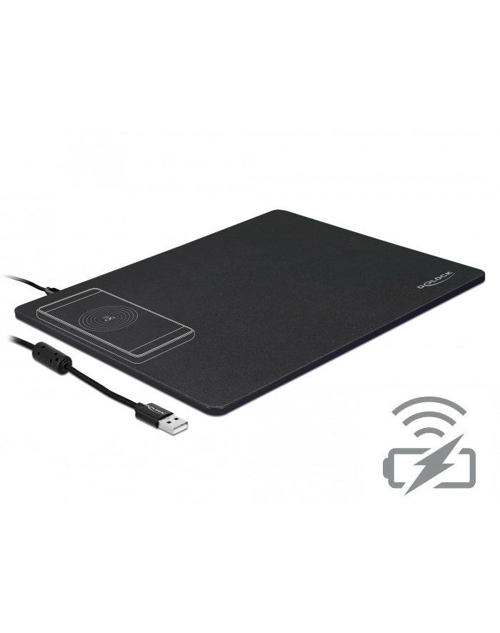 Podkładka pod mysz Delock z ładowarką indukcyjną czarna 342x283mm główny