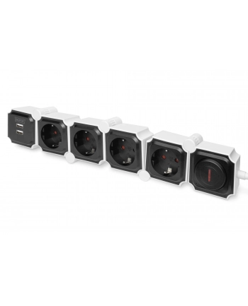 Listwa zasilająca DIGITUS elastyczna 4 gniazdowa 3680W/16A 2x USB (5V/2.4A) 6 modułów nr 1