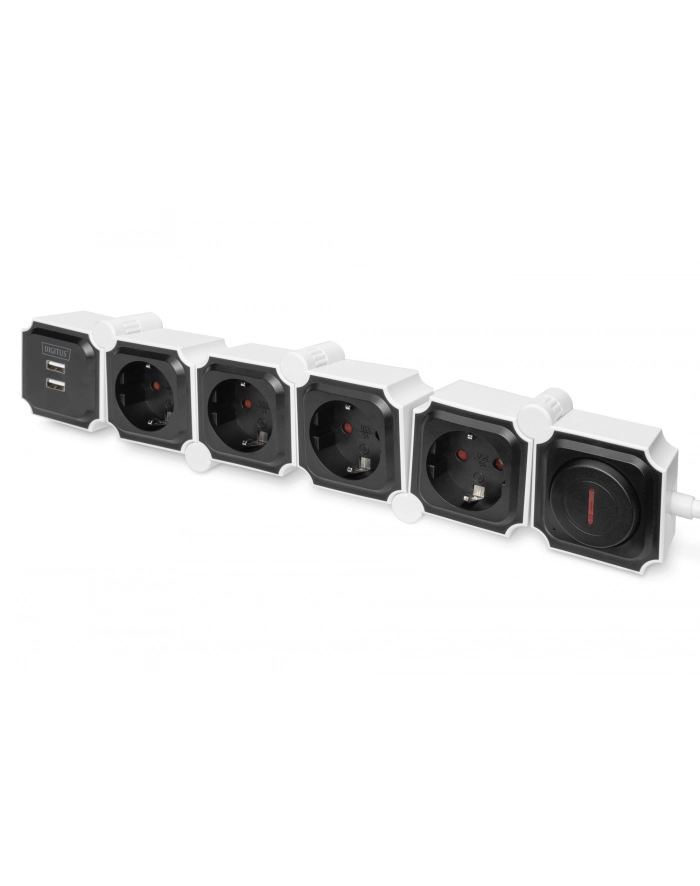 Listwa zasilająca DIGITUS elastyczna 4 gniazdowa 3680W/16A 2x USB (5V/2.4A) 6 modułów główny