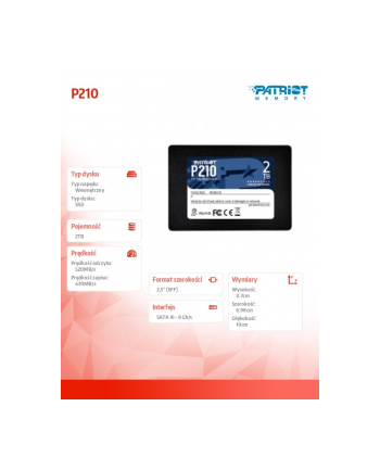 patriot Dysk SSD 2TB P210 520/430 MB /s SATA III 2.5 nr 1