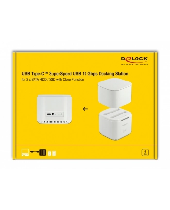 DELOCK docking station SATA HDD/SSD USB C 3.2 with cloning function