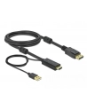 DELOCK HDMI M DisplayPort M 4K cable 2m powered by USB A M black - nr 11