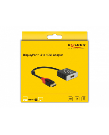 DELOCK adapter DisplayPort 1.4 male to HDMI female 4K 60 Hz active hdr