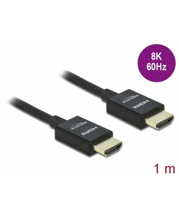 DELOCK HDMI Coaxial M/M v2.1 cable 1m 8K 60Hz braiding black