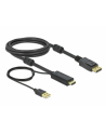 DELOCK HDMI M DisplayPort M 4K cable 2m powered by USB A M black - nr 4